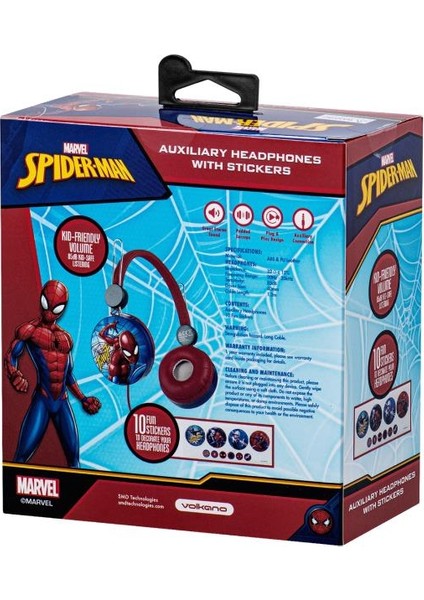 Marvel Spıderman Kablolu Kulaklık Çocuk Kulaklığı Lisanslı Hediye Stıckerlı MV-10903-SM