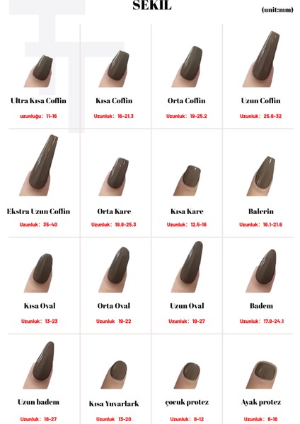 Tekrar Kullanılabilen El Yapımı Bej-kırmızı Orta Coffın Protez Takma Tırnak (KİT DAHİL) indirimleri