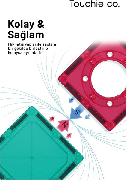 Magnetic Tiles Mıknatıslı Elmas Manyetik Yapı Blokları 108 Parça Stem Oyun Seti Arabalı