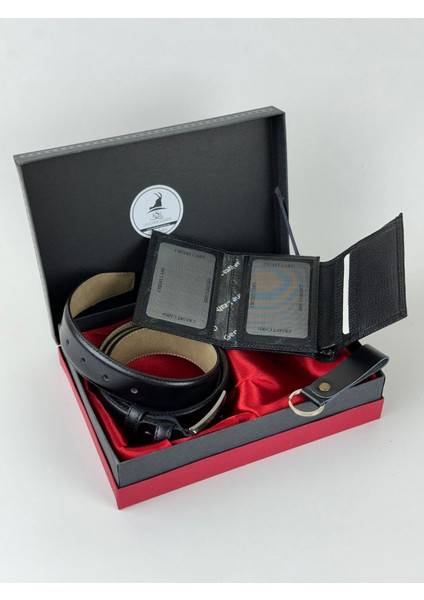 Rse Leather Goodserkek Deri Kemer Cüzdan Anahtarlık Set - 3'lü Set