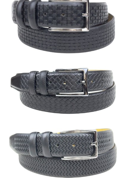 Rse Leather Goodserkek 3'lü Kemer Seti - Deri - 3 Farklı Desen