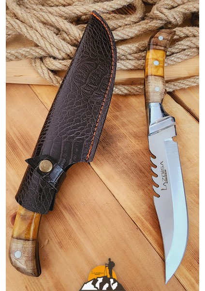 Epoksi Ceviz Sap Outdoor Kamp Bıçağı Çakısı Piknik Bıçak Çakı Mutfak Bıçağı Kılıflı ( Kmp-02 )