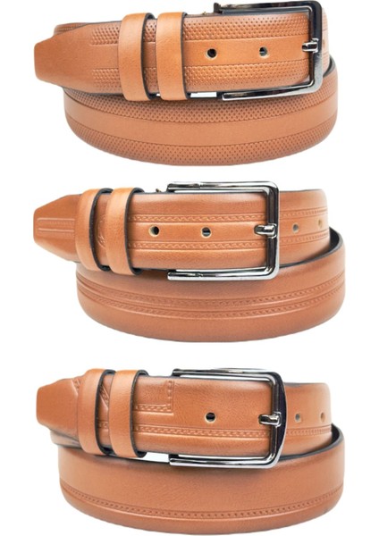 Rse Leather Goodserkek 3'lü Kemer Seti - Vegan Deri - 3 Farklı Desen