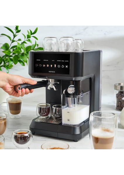 Mycaffe Barista S10 Entegre Süt Hazneli Otomatik Espresso Latte ve Cappuccino Mak. Matteblack