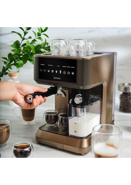 Mycaffe Barista S10 Entegre Süt Hazneli Otomatik Espresso Latte Cappuccino Mak. Walnut Brown