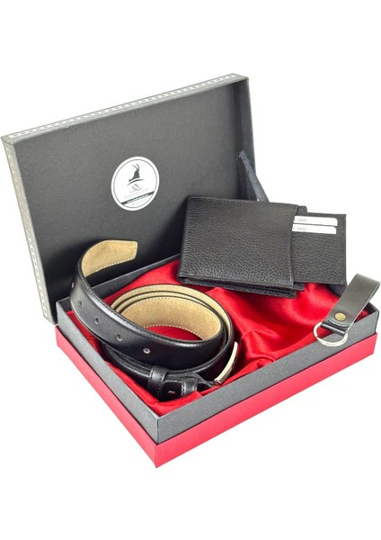 Rse Leather Goodserkek Deri Kemer Cüzdan Anahtarlık Set - 3’lü Set
