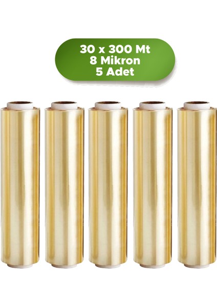 Esnek 30 x 300 mt Gıda Temasına Uygun 5 Adet Sarı Gıda Mutfak Streç