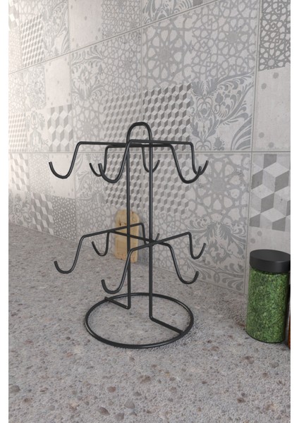 12 Kancalı Mat Siyah Kupa Fincan Askılığı | Fincan Bardak Kupa Askılığı Askısı 12'li fırsatları