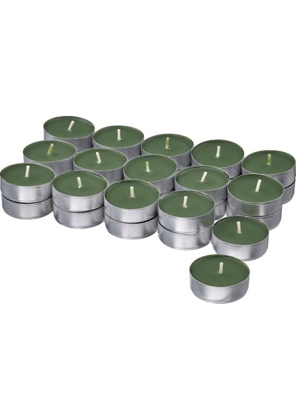 Kokulu Tealight Mum, Koyu Yeşil, 3.5 Saat, 30 Adet, Çam ve Yosunun