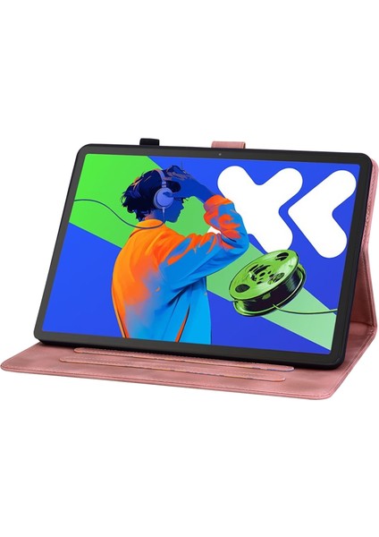 Lenovo Tab P12 12.7 2025 Için Kabartmalı Deri Tablet Kılıfı (Yurt Dışından)