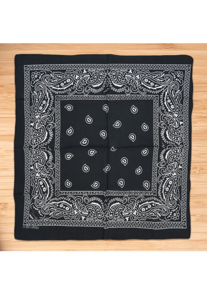 Siyah Etnik Desen Bandana