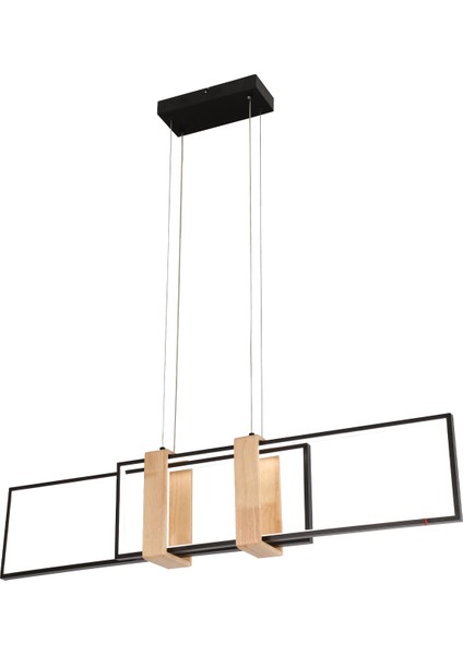 Alena 69 Watt Siyah Dikdörtgen Ahşap Desenli Modern Salon LED Sarkıt Avize fiyatları