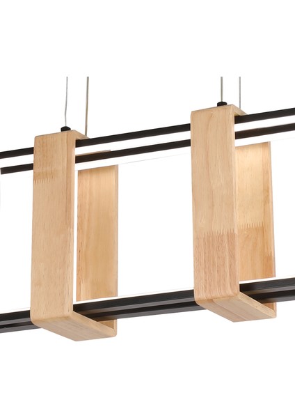 Alena 69 Watt Siyah Dikdörtgen Ahşap Desenli Modern Salon LED Sarkıt Avize modelleri