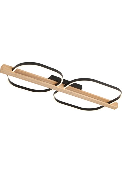 Asrın Siyah 2'li Kare 100 Watt Plafonyer Ahşap Desenli Modern Salon LED Avize fiyatları