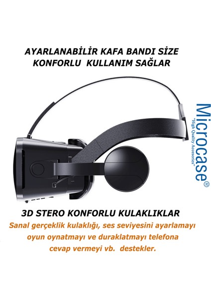 Vrpark J20 3.5mm Kulaklıklı 3D Sanal Gerçeklik GÖZLÜĞÜ-AL4744