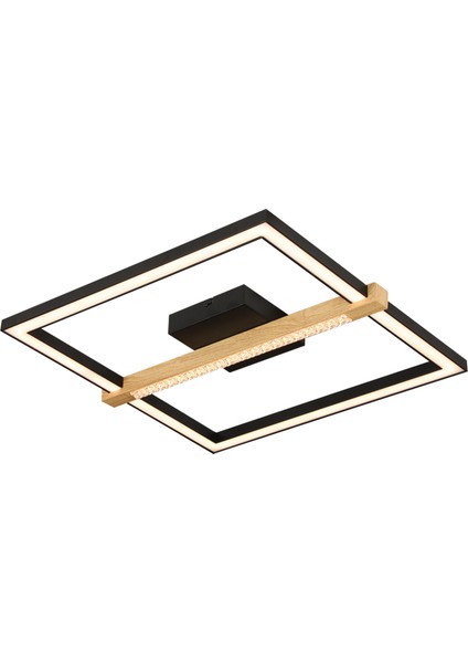April Siyah 58 Watt Plafonyer Kare Ahşap Desenli Modern Salon LED Avize fiyatları