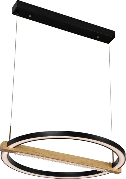 April Siyah 58 Watt Yuvarlak Ahşap Desenli Modern Salon LED Sarkıt Avize fiyatları