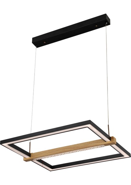 April Siyah Kare 58 Watt Ahşap Desenli Modern Salon LED Sarkıt Avize fiyatları