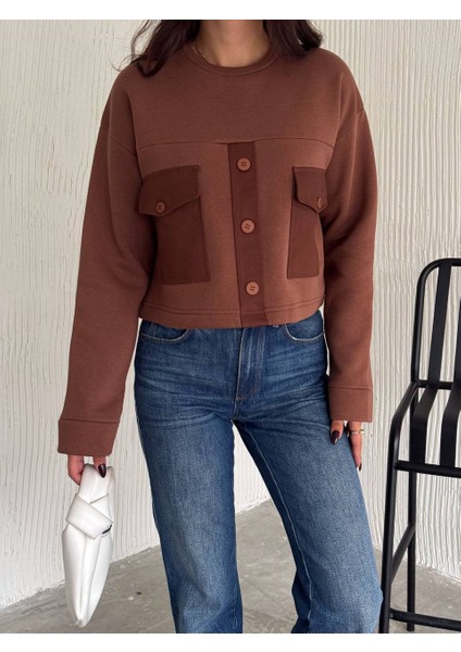 Kapaklı Cep Detaylı 3 Iplik Sweatshirt