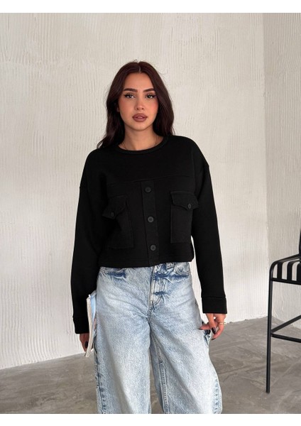 Kapaklı Cep Detaylı 3 Iplik Sweatshirt fiyatları