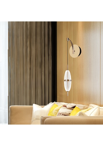 Loya 10 Watt Kristalli Gold Modern Yatak Başı Salon LED LED Aplik