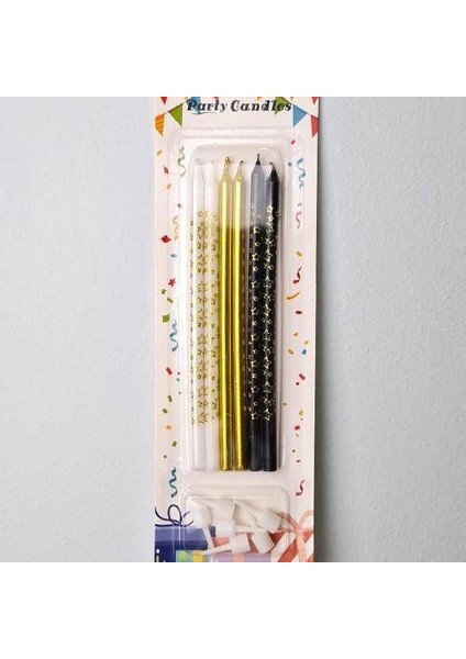 Siyah Beyaz Gold Pasta Mumu Yıldız Desenli 6 Adet
