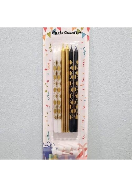 Siyah Beyaz Gold Pasta Mumu Balon Desenli 6 Adet