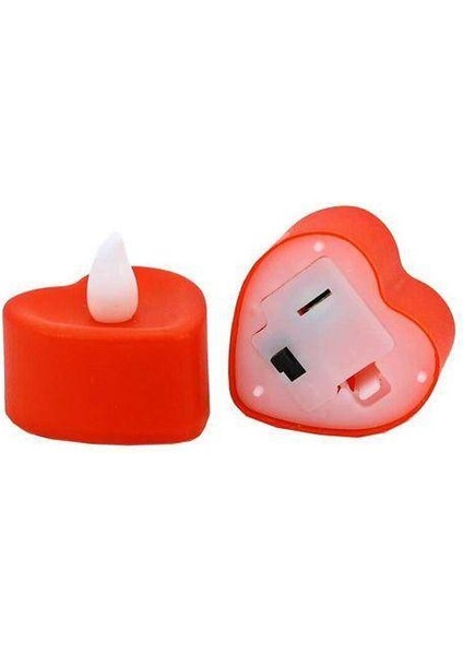Kırmızı Kalpli LED Mum 1 Adet