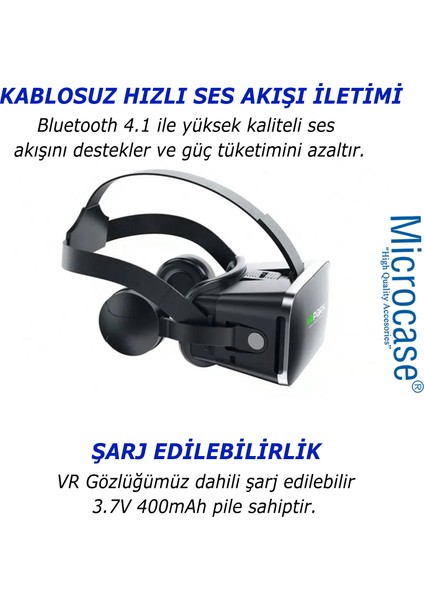 Vrpark J50 Bluetooth Kulaklıklı 3D Sanal Gerçeklik Gözlüğü+ Vr Kablosuz Bluetooth KUMANDA-AL4754