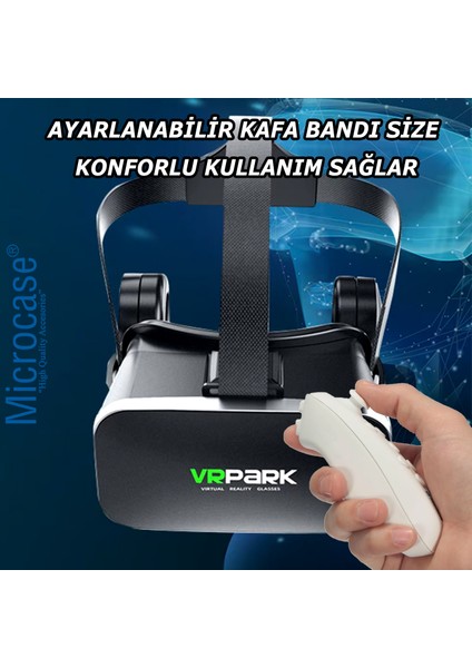 Vrpark J50 Bluetooth Kulaklıklı 3D Sanal Gerçeklik Gözlüğü+ Vr Kablosuz Bluetooth KUMANDA-AL4754