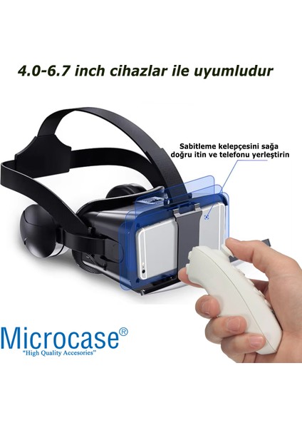 Vrpark J20 3.5mm Kulaklıklı 3D Sanal Gerçeklik Gözlüğü+ Vr Kablosuz Bluetooth KUMANDA-AL4752