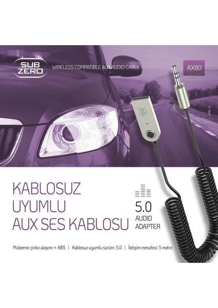 AX80 Araç Teyp Bluetooth Çevirici