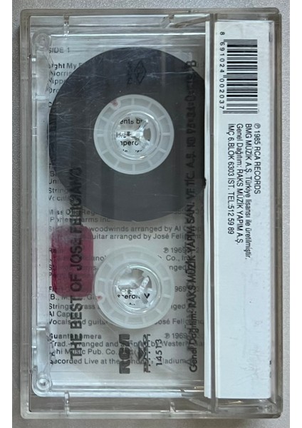 The Best Of Jose Feliciano Kaset (Orjnal 1985 Dönem Baskı Kaset)