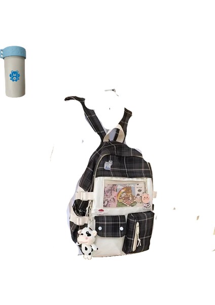 Büyük Kapasiteli Sevimli Kadın Çok Cepli Naylon Sırt Çantası Ins Ortaokul Öğrencisi Okul Çantası (Yurt Dışından)