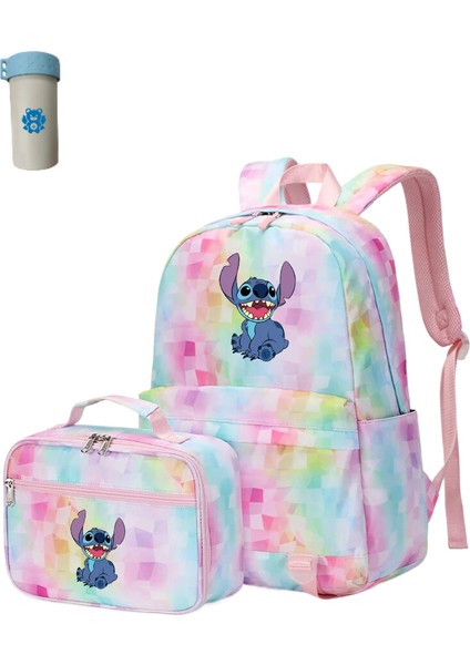 2 Adet Disney Lilo Stitch Çok Cepli Sırt Çantası Öğle Yemeği Çantası Keten Sırt Çantası Rahat Okul Çantası (Yurt Dışından)