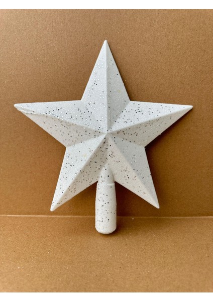 Yılbaşı Çam Ağacı Tepeliği Büyük Boy Yeni Yıl Christmas Simli Beyaz Yıldız Tepelik 1 Adet