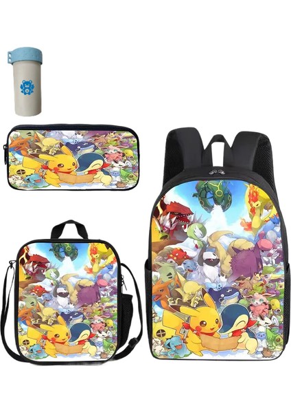 Pokemon Çocuklar Okul Sırt Çantası Saklama Çantası Kawaii Pikachu Çizgi Film Karakteri Öğrenci (Yurt Dışından)