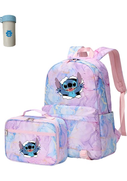 2 Adet Disney Lilo Stitch Çok Cepli Sırt Çantası Öğle Yemeği Çantası Keten Sırt Çantası Rahat Okul Çantası (Yurt Dışından)