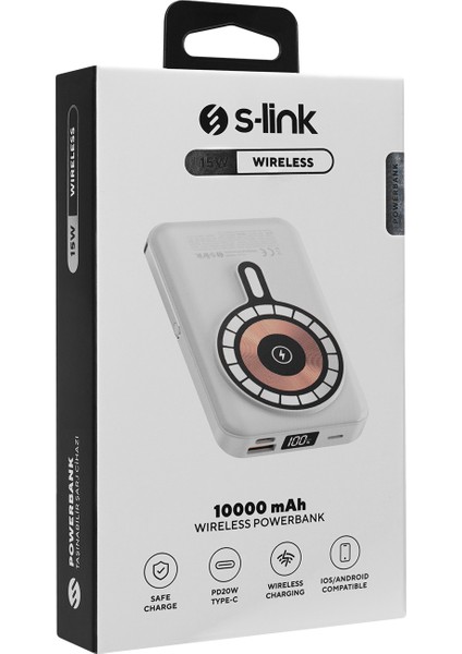 M1029 10000MAH Magsafe 15W HSC22.5W+PD20W+QC3.0 Beyaz LCD Taşınabilir Şarj Cihazı Powerbank
