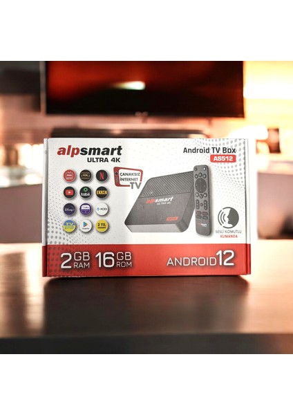 AS512 Android Tv Box Ses Komutlu Kumandalı 2GB Ram 16 GB Hafıza