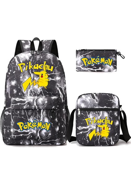 3 Adet/takım Anime Pokemon Pikachu Sırt Çantası Erkek ve Kız Hafif Çanta Hildren Okul Çantası Öğrenci Kawaii Sırt Çantası (Yurt Dışından)