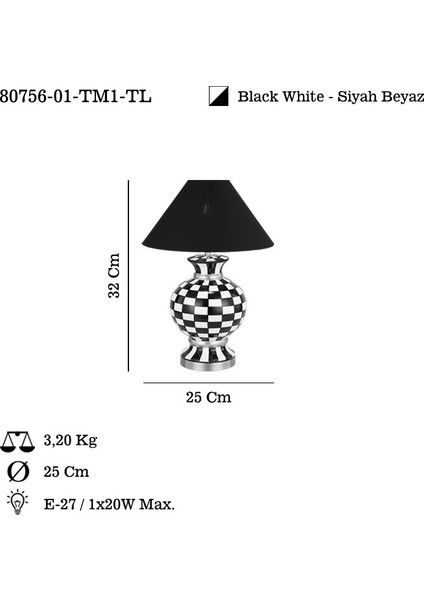 Solvıto 01 O.Boy Masa Lambası 1xe27