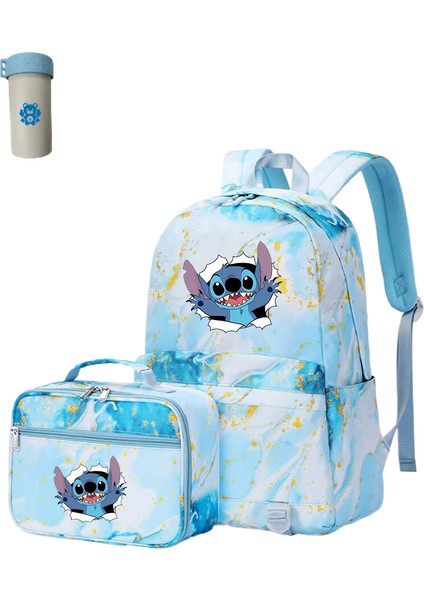 2 Adet Disney Lilo Stitch Çok Cepli Sırt Çantası Öğle Yemeği Çantası Keten Sırt Çantası Rahat Okul Çantası (Yurt Dışından)