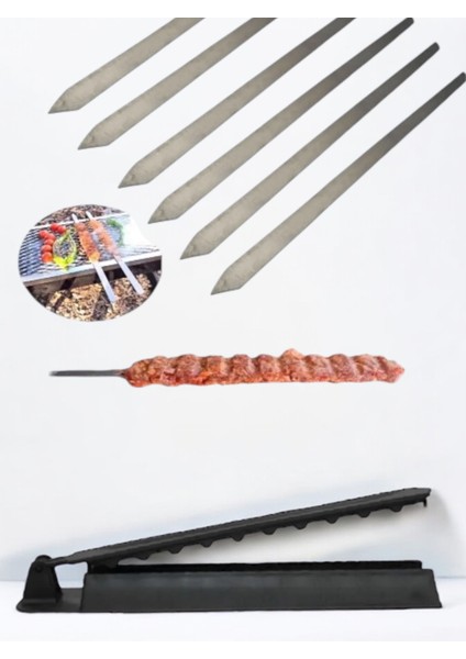 Kebapmatik Adana Urfa Kebap Kalıbı 6 Adet Çelik Şiş, Kebap Matik Piknik Set