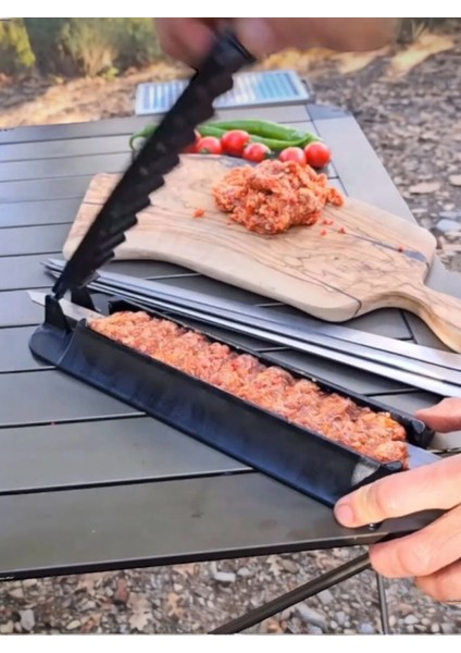 Kebapmatik Adana Urfa Kebap Kalıbı 6 Adet Çelik Şiş, Kebap Matik Piknik Set