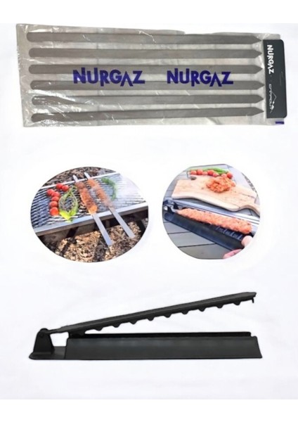 Kebapmatik Adana Urfa Kebap Kalıbı 6 Adet Çelik Şiş, Kebap Matik Piknik Set