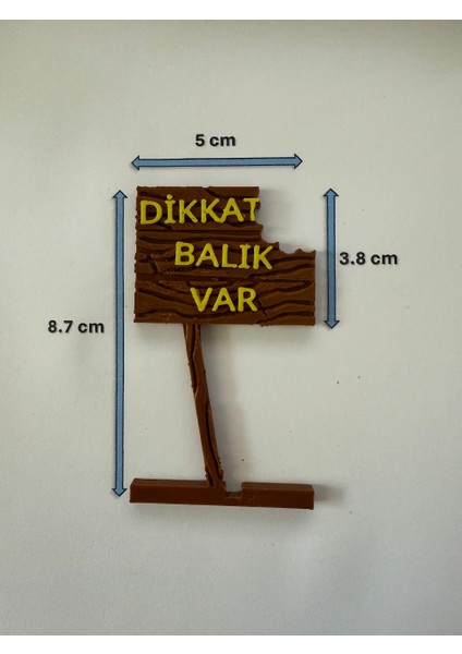 Akvaryum Dekoru - Dikkat Balık Var Yazısı (Ahşap Desenli)