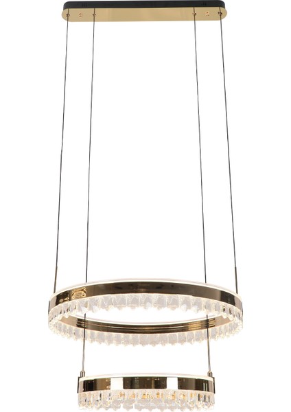 Canel Gold Iki Katlı 152 Watt Kristal Taşlı Modern LED Sarkıt Avize fiyatları