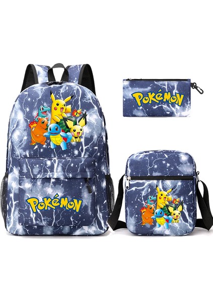 3 Adet/takım Anime Pokemon Pikachu Sırt Çantası Erkek ve Kız Hafif Çanta Hildren Okul Çantası Öğrenci Kawaii Sırt Çantası (Yurt Dışından)