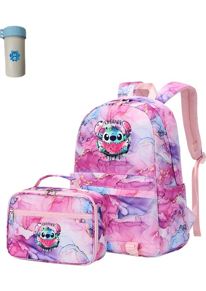 2 Adet Disney Lilo Stitch Çok Cepli Sırt Çantası Öğle Yemeği Çantası Keten Sırt Çantası Rahat Okul Çantası (Yurt Dışından)